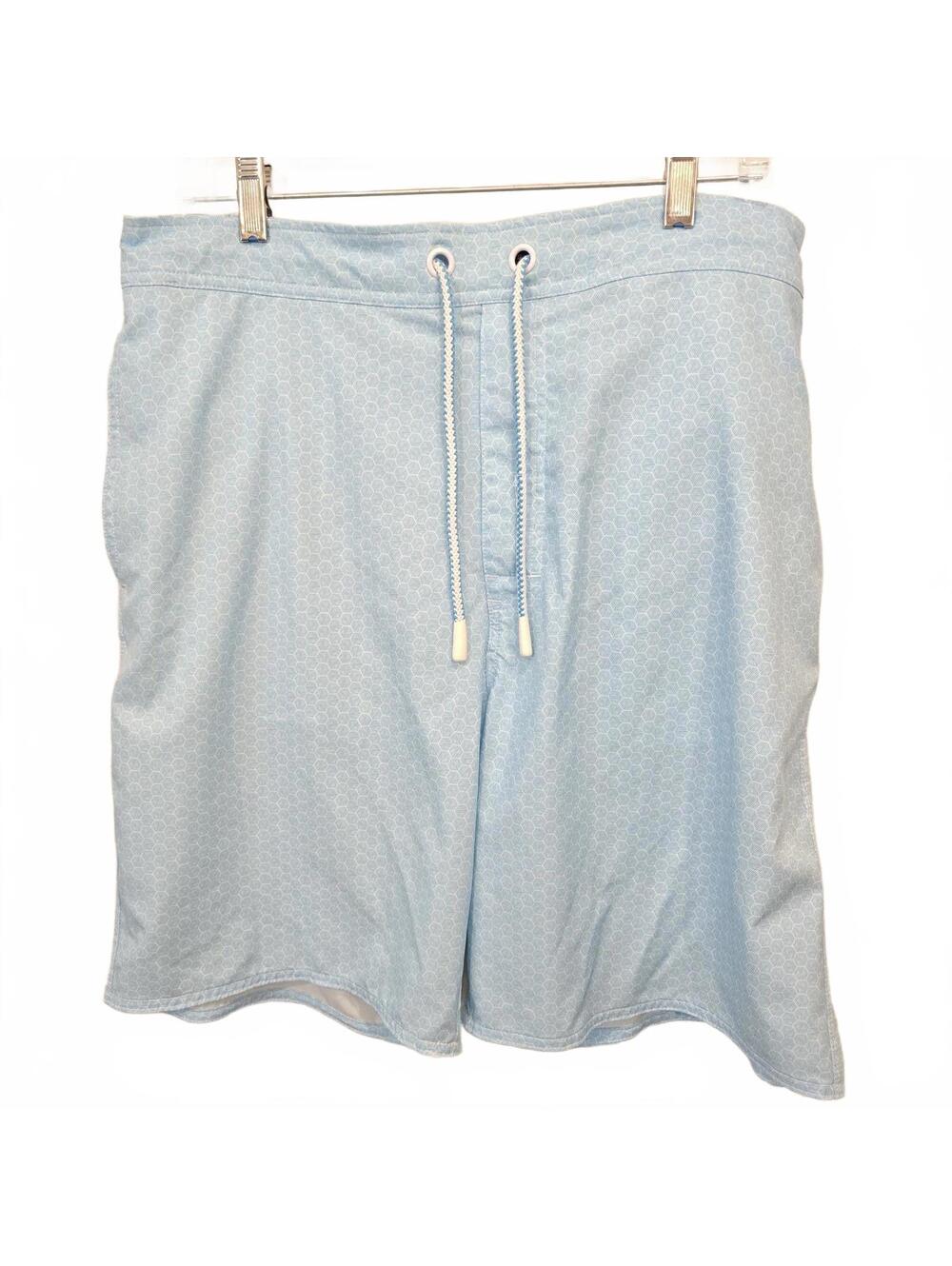 Johnnie-O Men's Swim Trunks - Light Blue Hexagon Pattern, XL